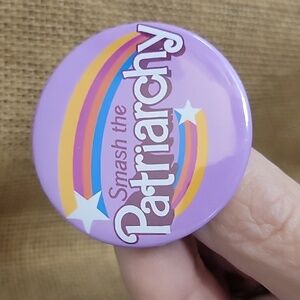 SMASH THE PATRIARCHY BARBIE STYLE BUTTON